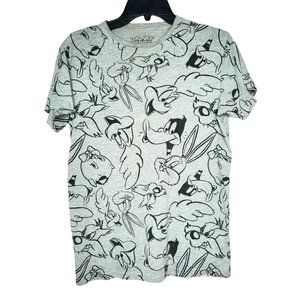 Looney Tunes Small All Over Print Short Sleeve Shirt Bugs Bunny Daffy Duck Shirt